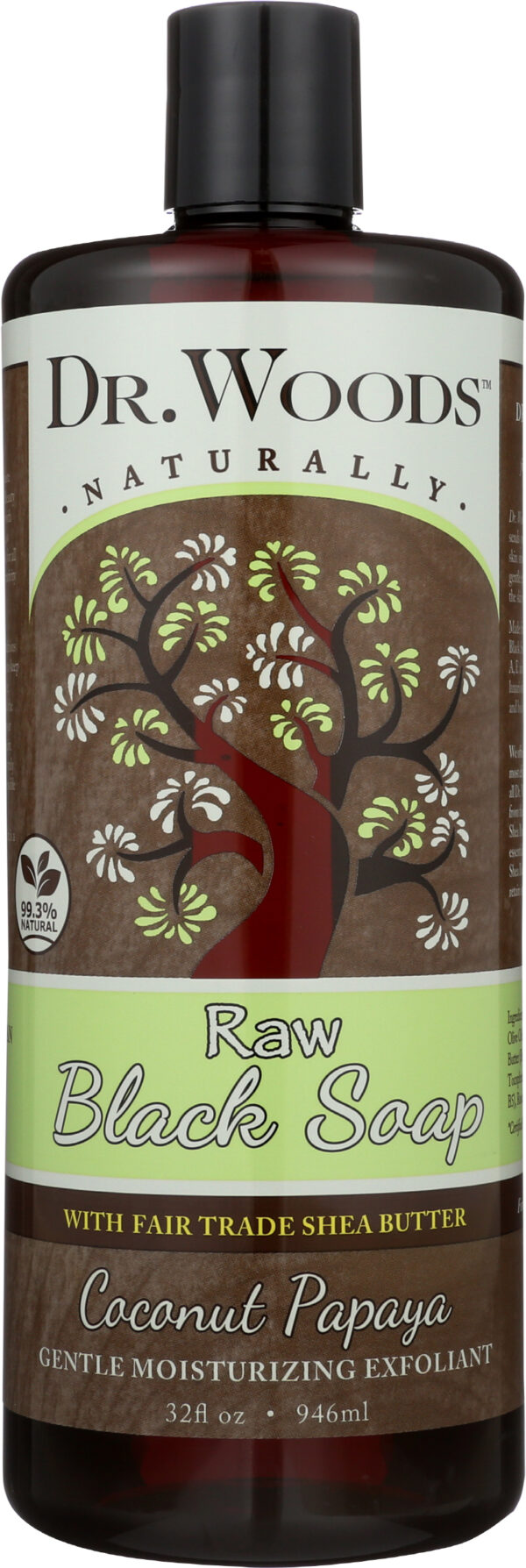 Raw Black Soap Coconut Papaya Scent with Shea Butter – 32 FL OZ