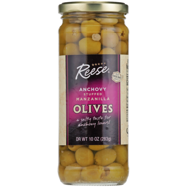 Reese Anchovy Stuffed Manzanilla Olives – 10 OZ