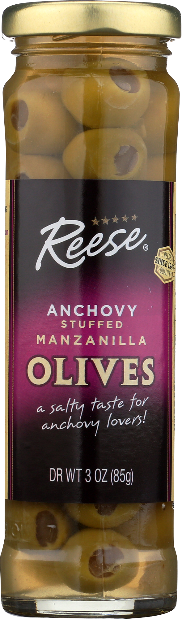 Reese Anchovy Stuffed Manzanilla Olives – 3 OZ
