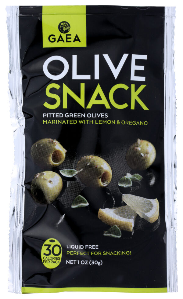 Pitted Green Olives with Lemon & Oregano in Snack Pack