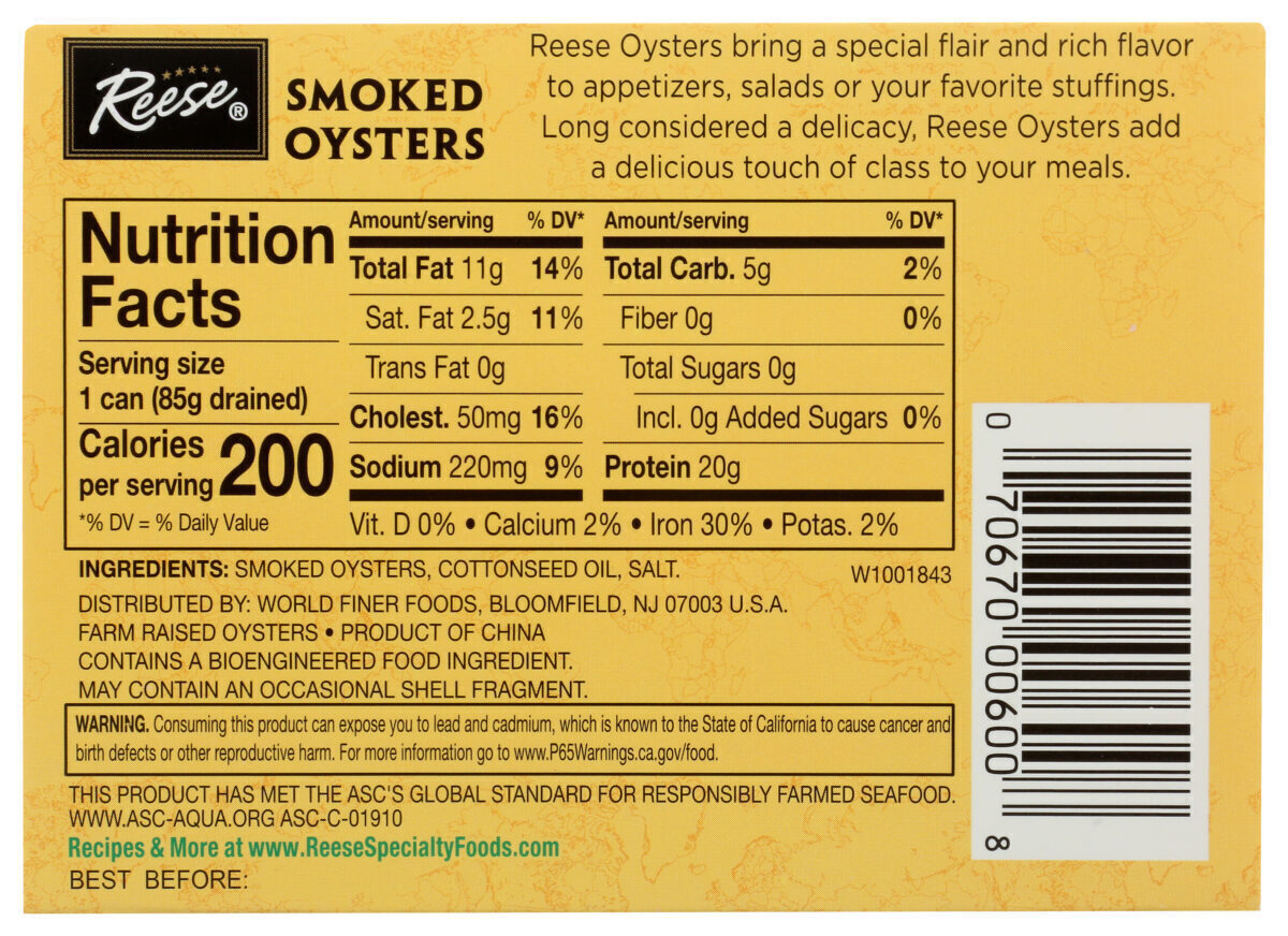 Medium Smoked Oysters World Finer Foods